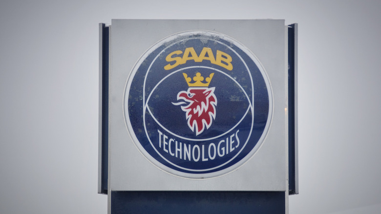 Saab sign at Gripen factory