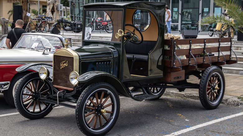 Black Ford Model TT with gold linings