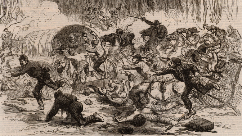 Drawing of the First Battle of Bull Run in the American Civil War