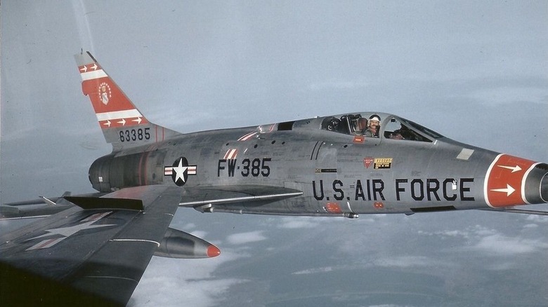 Pilot perspective from F-100 passing another
