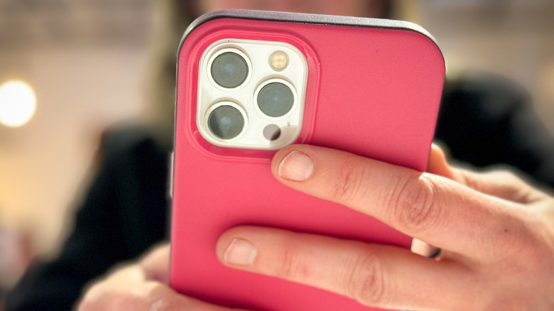 iPhone with pink case