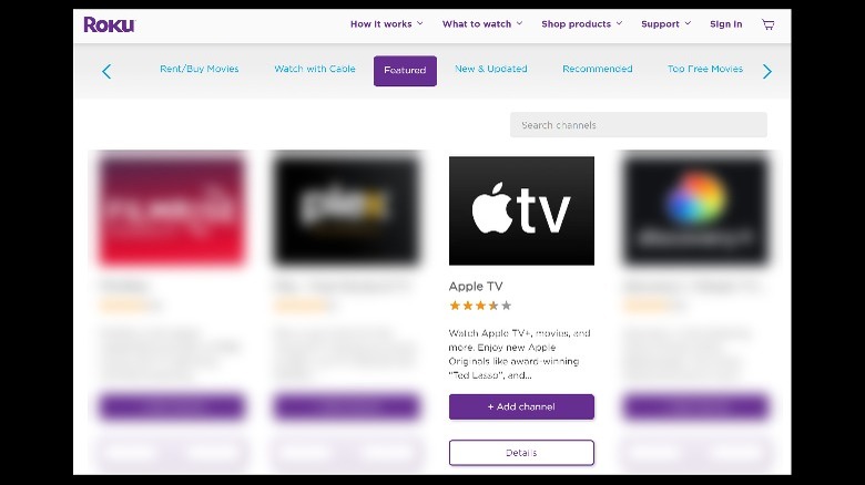 Roku Web channel store