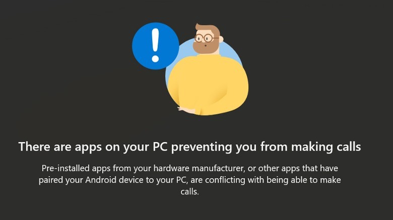 Windows Link phone call error