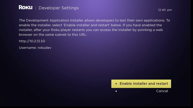 Roku showing hidden menu Developer Settings