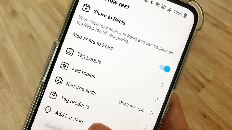 instagram reel add location