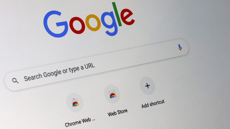 Google Chrome homepage on computer screen