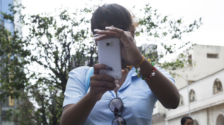 Student with Samsung phone