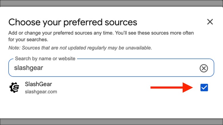 Setting SlashGear as the preferred source