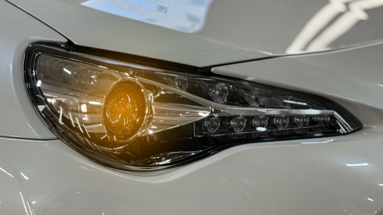 closeup of a headlight