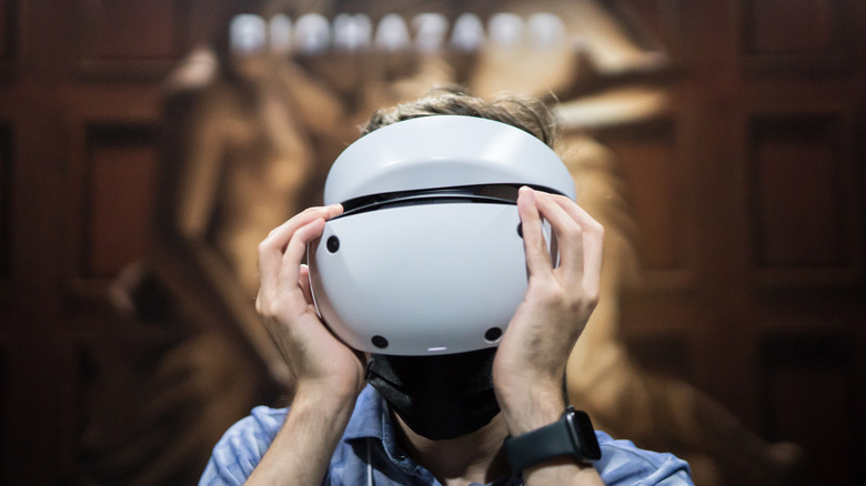 Someone wearing PlayStation VR 2