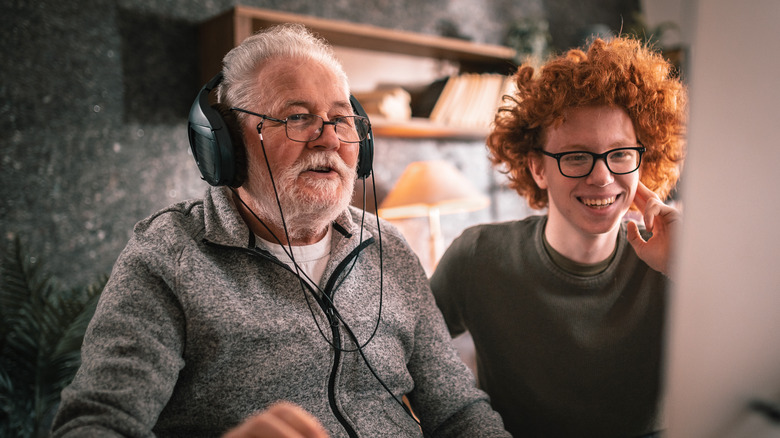 grandpa playing video game