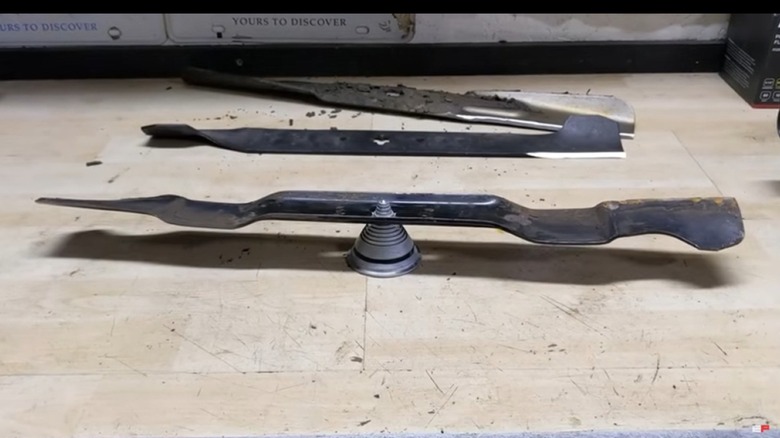 A balanced lawn mower blade.