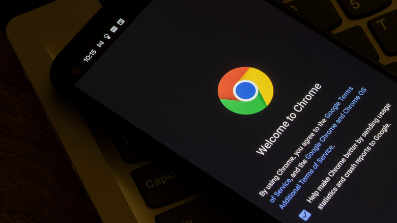 Google Chrome welcome page on mobile screen