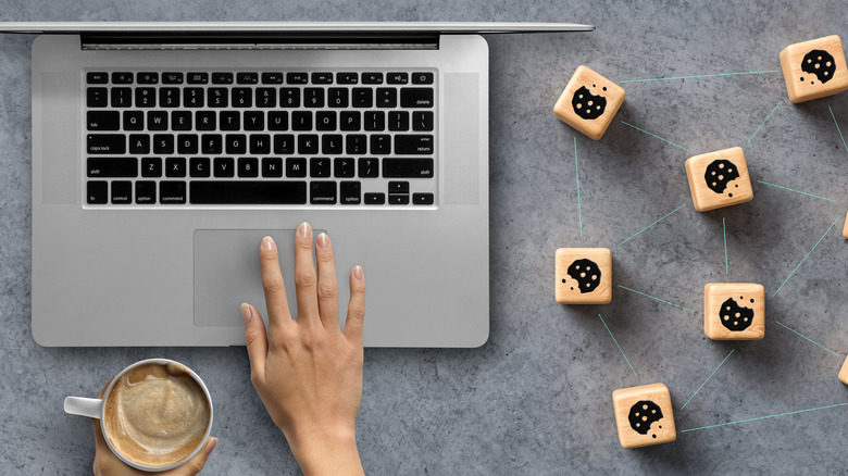 cookies next to a laptop