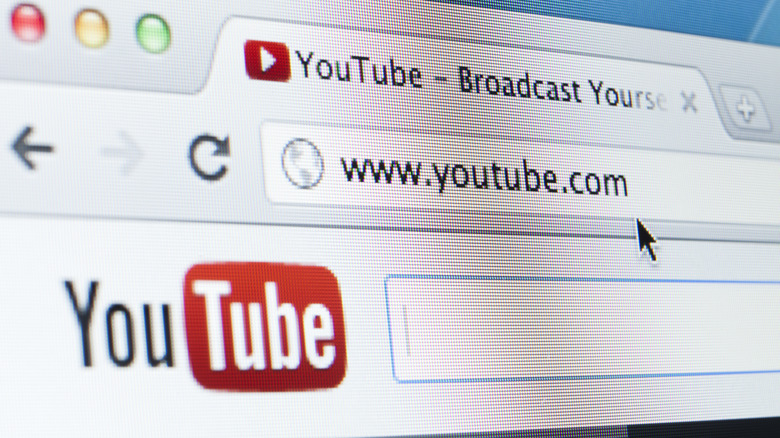 The YouTube URL shown in a browser window