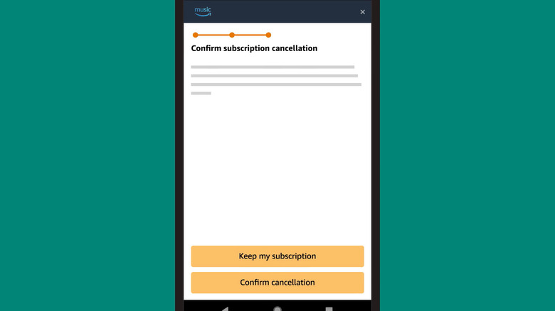 Canceling Amazon Music via mobile app