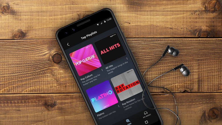 Amazon Music on phone with wired earphones connected