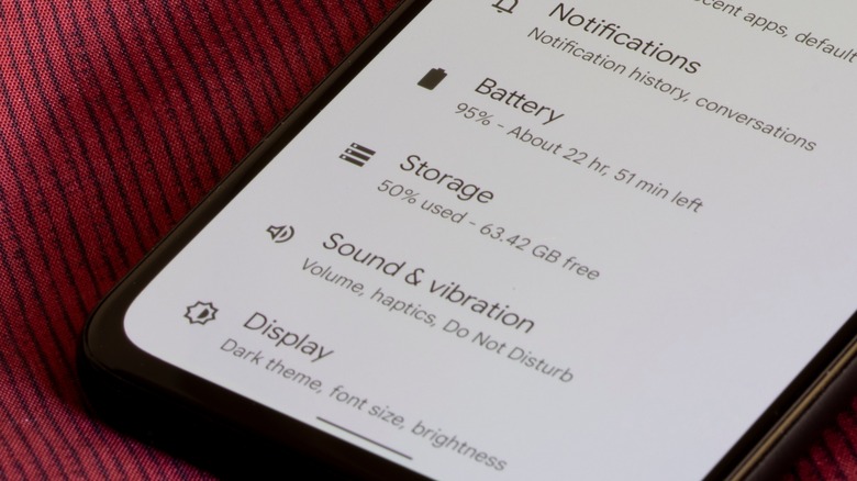 android phone settings page