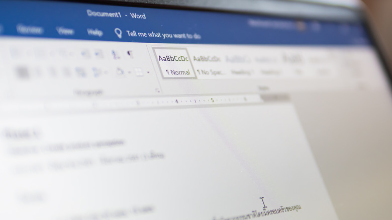 Close up of Word document