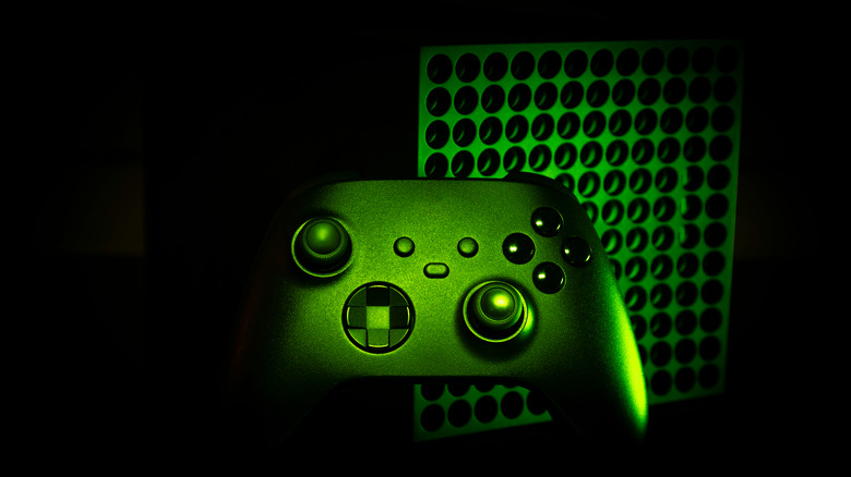 Xbox Series X illuminated in green