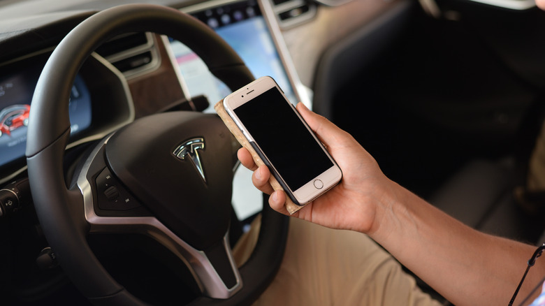 iPhone used in tesla