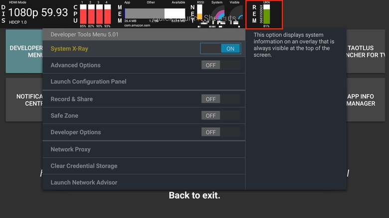 Fire TV Stick Developer Tools Menu app