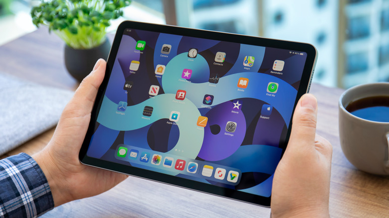 a person holding iPad in hands