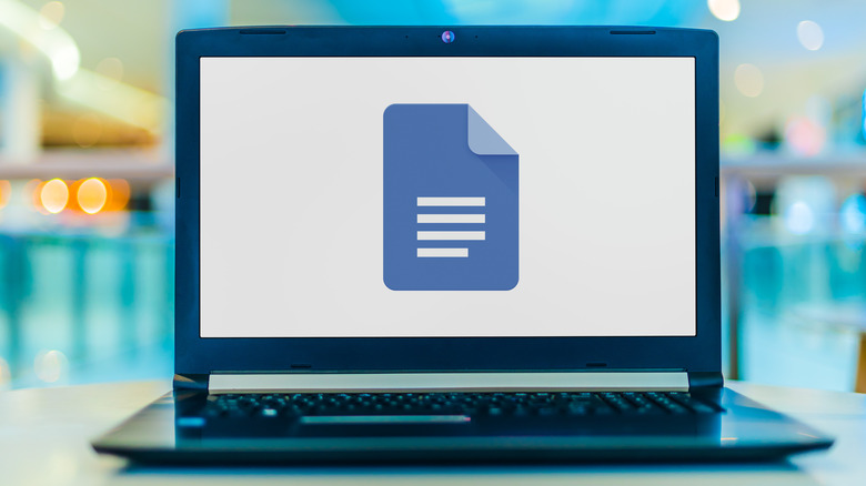 Google Docs logo on a laptop screen