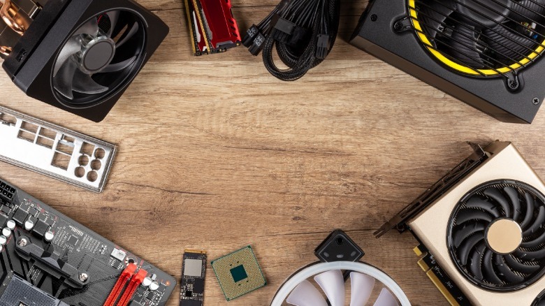 computer components disassembled