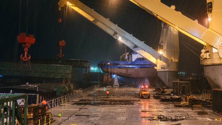 Rainy construction site