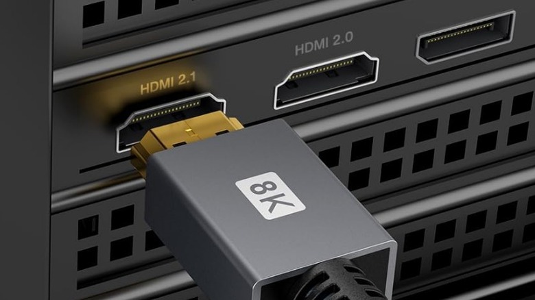 HDMI cable being plugged into HDMI 2.1 port