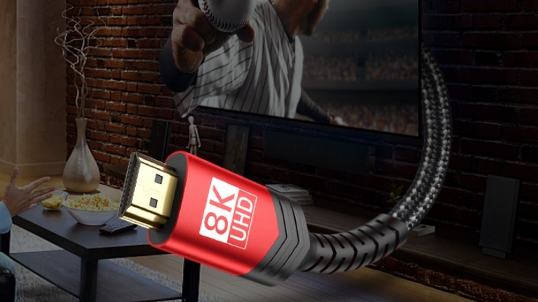 Graphic of HDMI cable comming out of TV