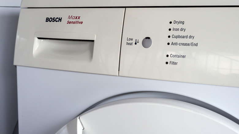 Close-up of Bosch Maxx Sensitive dryer control panel