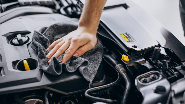 cleaning car engine