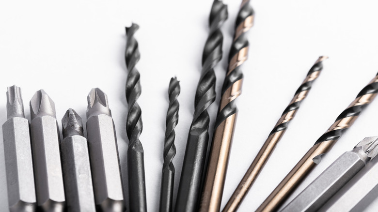 Various wood and metal drill bits.