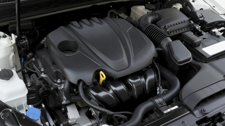 A clean vehicle engine bay.
