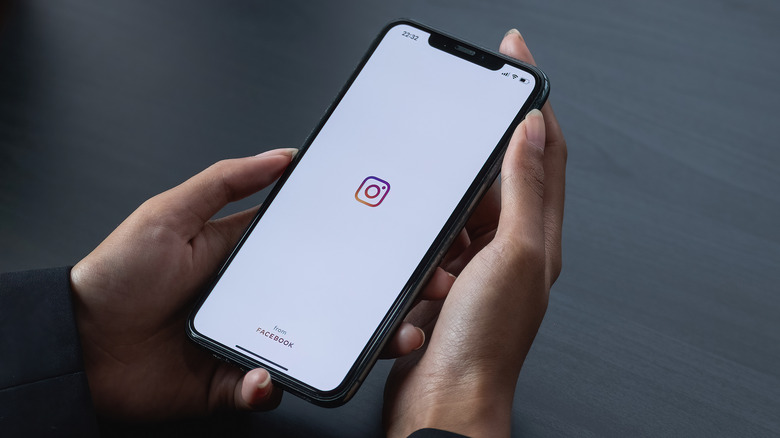 Instagram logo on iPhone screen