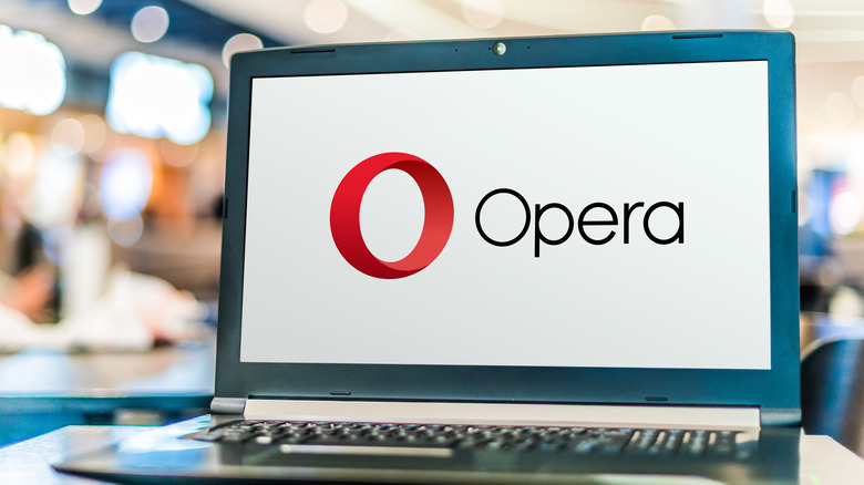 Opera logo laptop screen