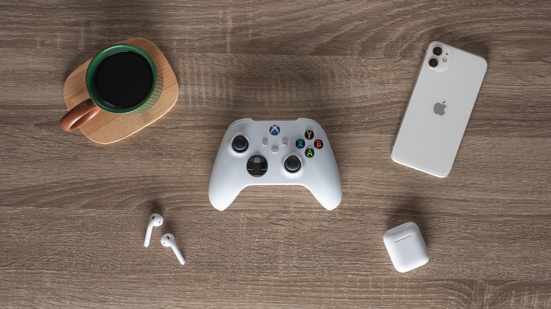 Xbox controller next to iPhone
