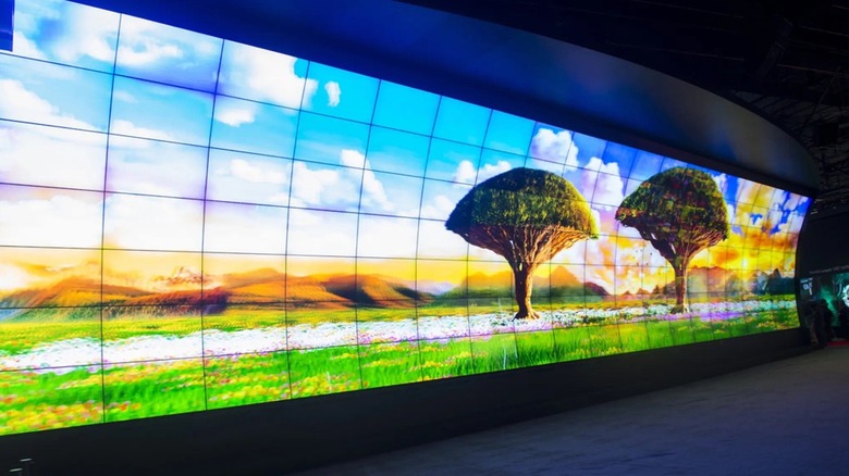 a massive commercial led tv wall