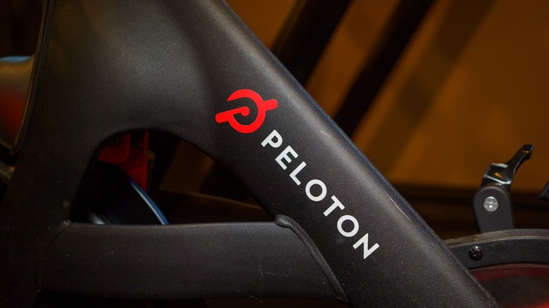 Peloton logo on bike