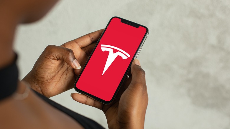 Tesla logo on iPhone