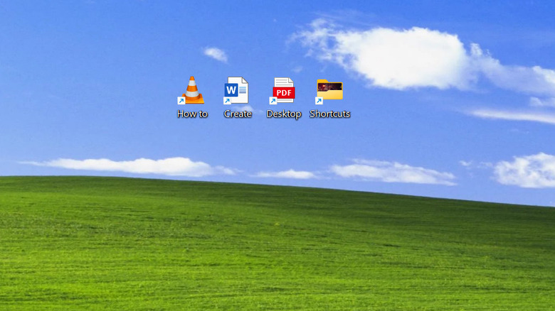 Shortcuts arranged on Windows desktop