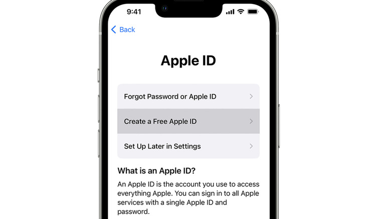 Apple ID setup on iPhone