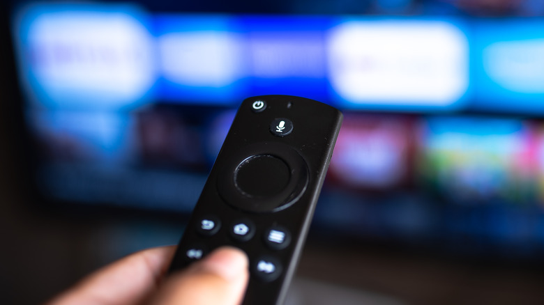 Amazon Fire TV Stick pointed at TV