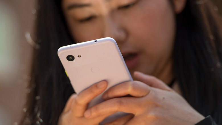 woman using a google pixel