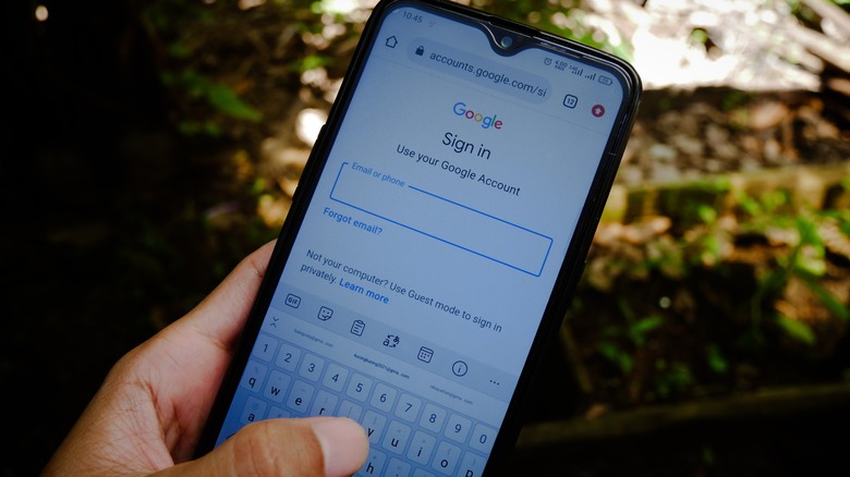 Google account sign-in page phone