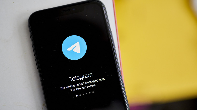 Smartphone with Telegram app