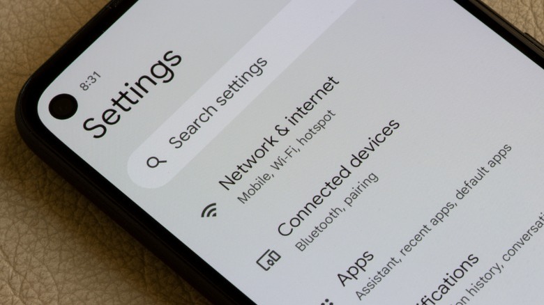 android settings app screen