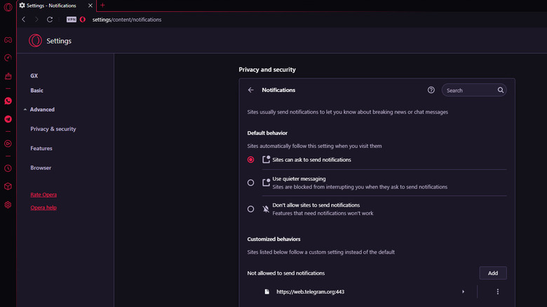 Opera GX screenshot
